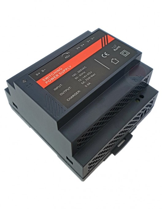 <p>Sursa alimentare 12Vcc/5A, montare pe sina DIN DR12060-02B</p>