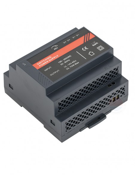 <p>Sursa alimentare 12Vcc/5A, montare pe sina DIN DR12060-02C</p>