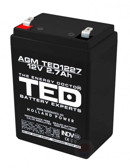 <p>Acumulator stationar VRLA 12V/2,7Ah TED1227</p>