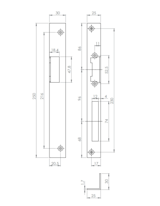 Suport lung yale electromagnetice Dorcas, stanga DORCAS-F101-v2-L-GY