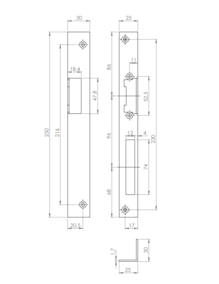 Suport lung yale electromagnetice Dorcas, stanga DORCAS-F101-v2-L-GY